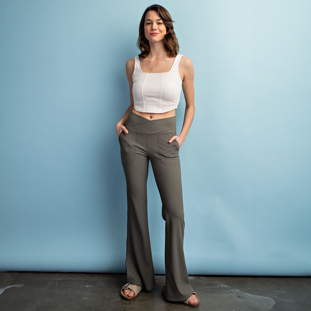 Rib V-waist legging Smoked Olive