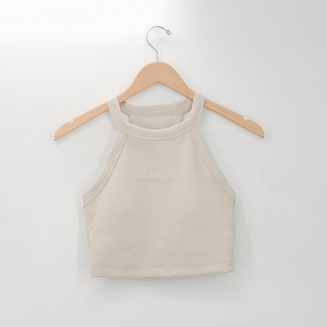 Rib halter crop tank Sea Shell