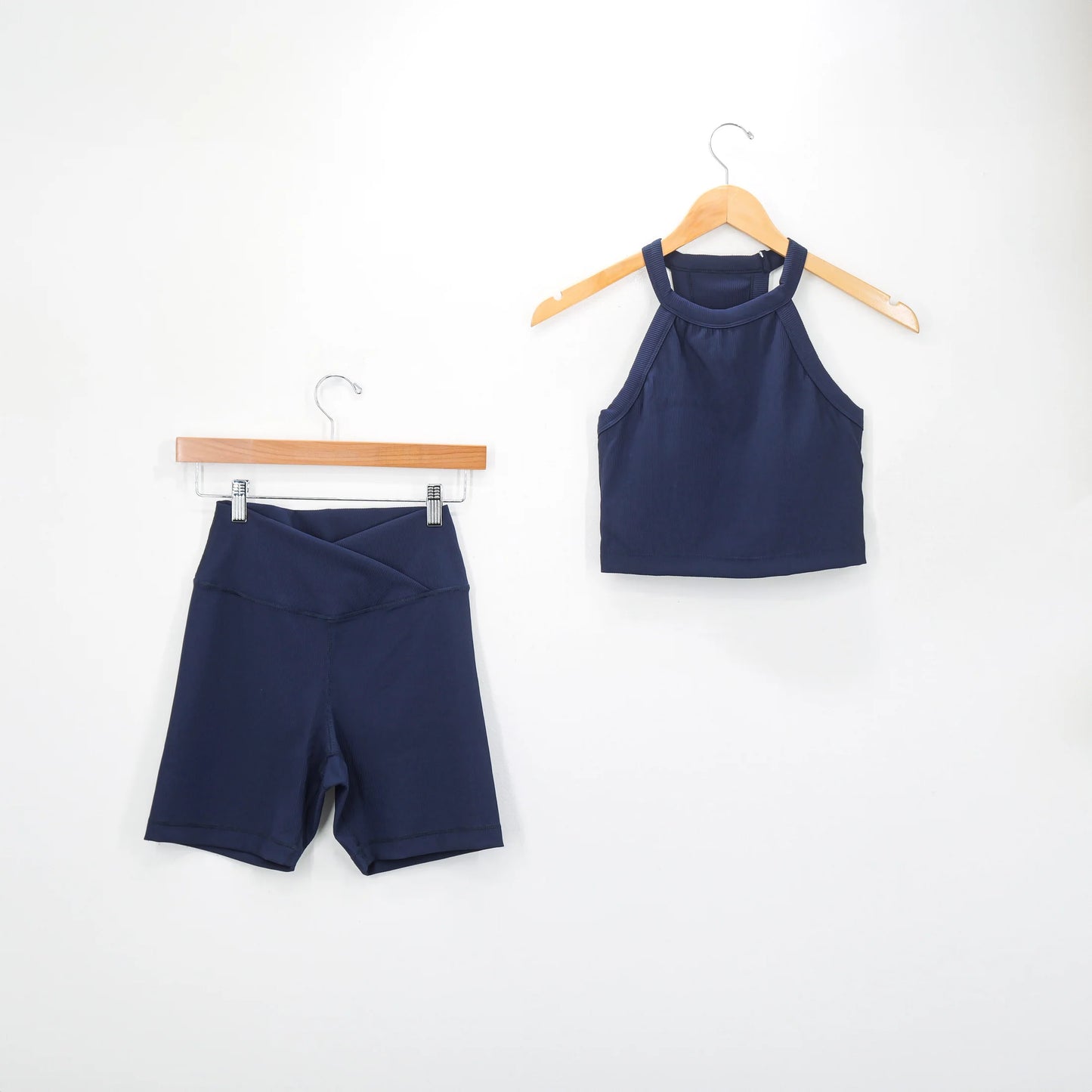 Rib V-waist biker short Navy Blue
