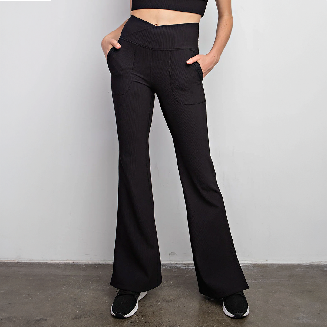 Rib V-waist legging Black