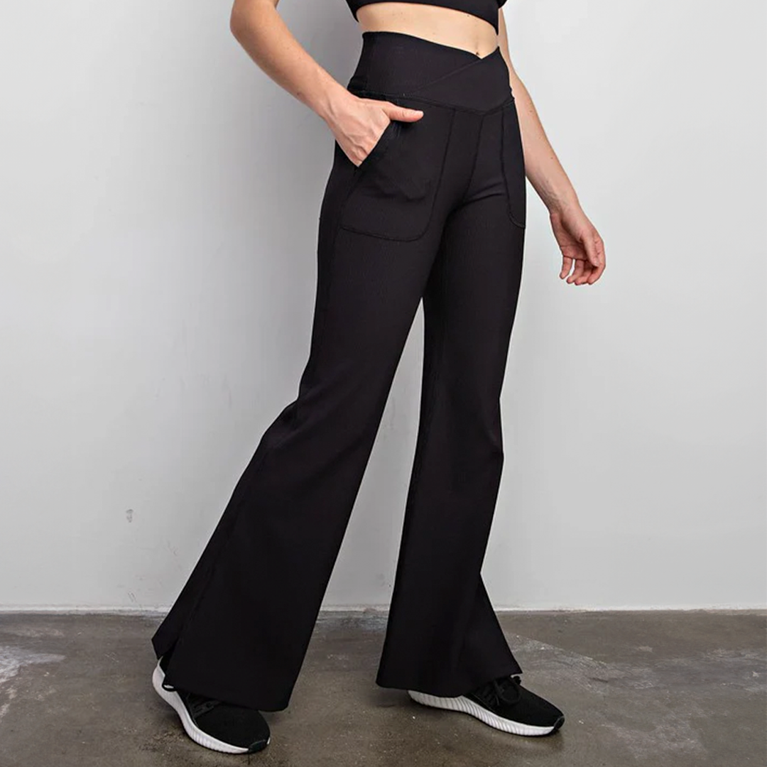 Rib V-waist legging Black