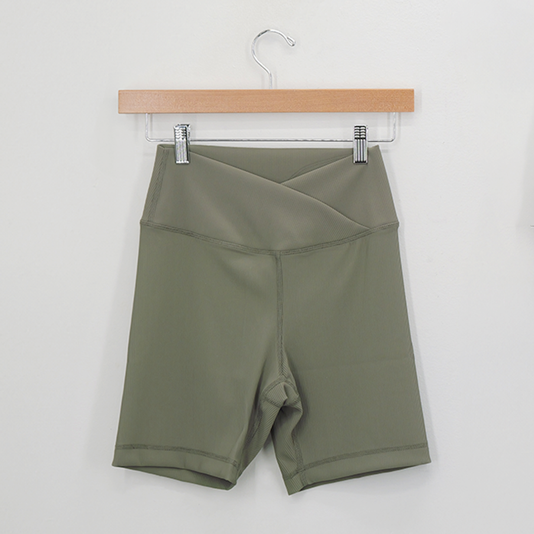 Rib V-waist biker short Smoked Olive